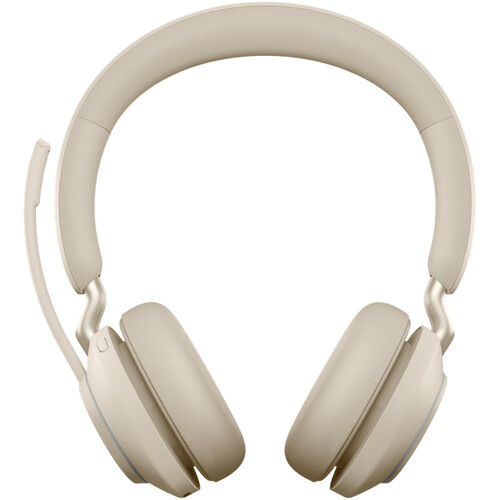 Jabra Evolve2 65 Stereo Wireless On-Ear Headset with Stand (Microsoft Teams, USB Type-C, Beige)