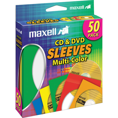 Maxell CD-401 C D/DVD Multi-color Paper Sleeves (Pack of 50)