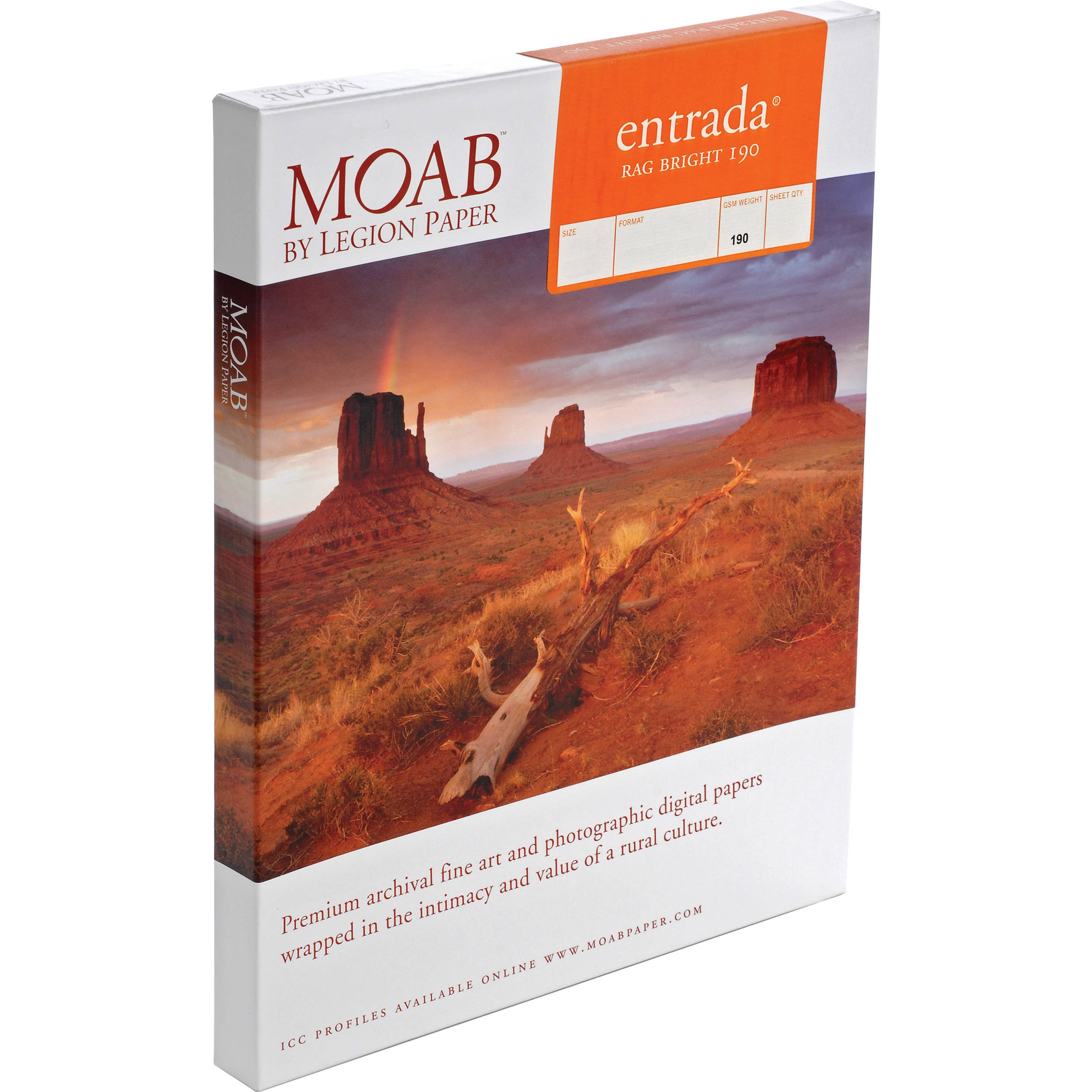 Moab Entrada Rag Bright 190 Paper (A4 8.3 x 11.7", 25 Sheets)