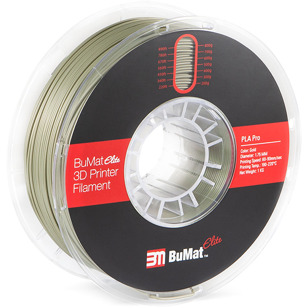 BuMat Elite Professional 1.75mm PLA Filament (1kg, Gold)