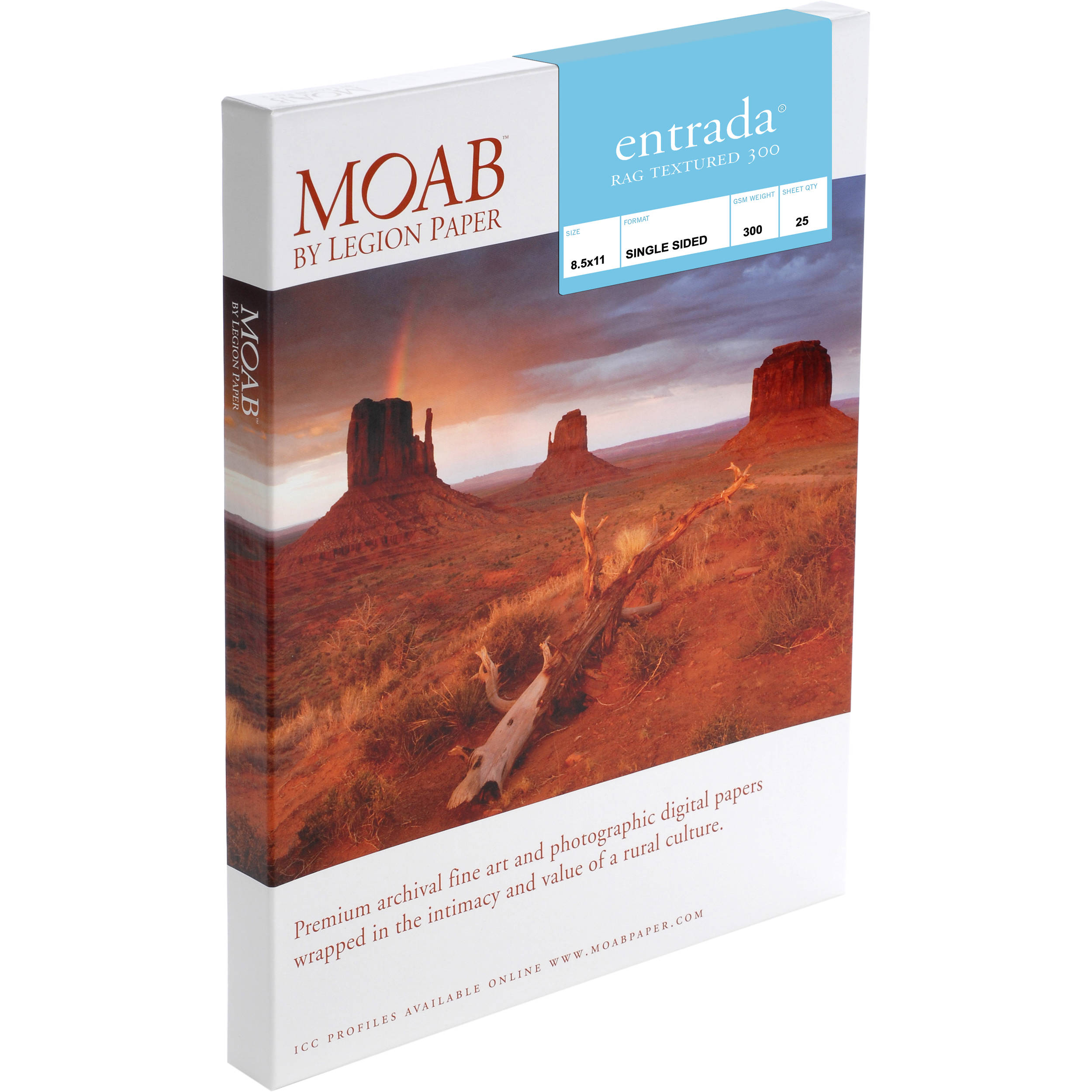 Moab Entrada Rag Textured 300 Paper (8.5 x 11", 100 Sheets)
